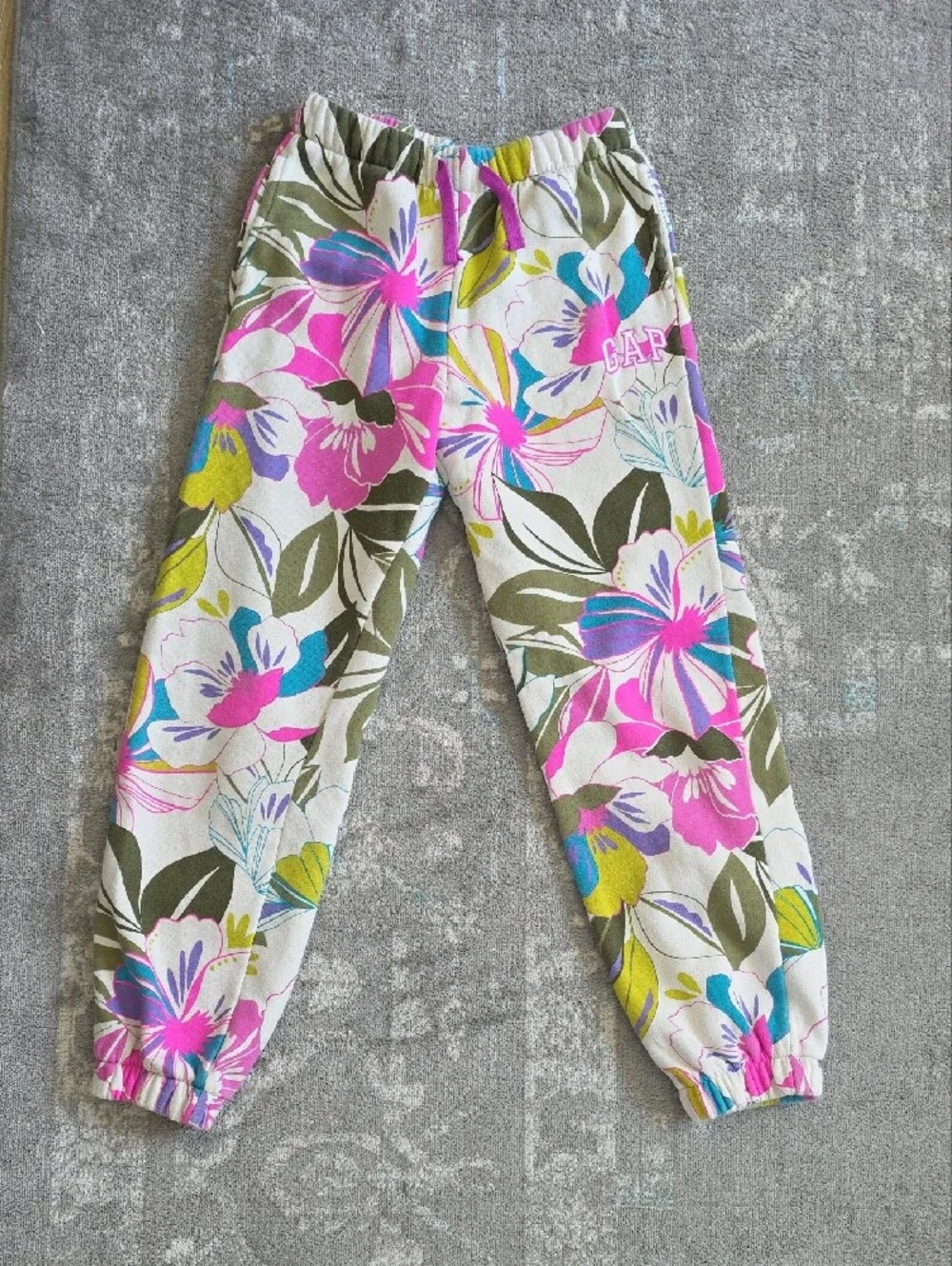 GAP Girls Floral Sweatpants in Pink, Green, Blue